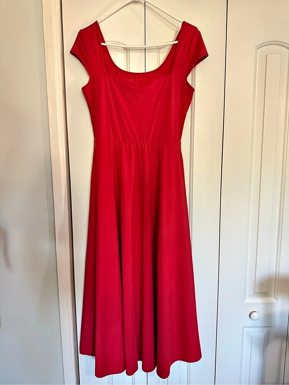 Halara Red Midi Dress with Pockets Like New Medium